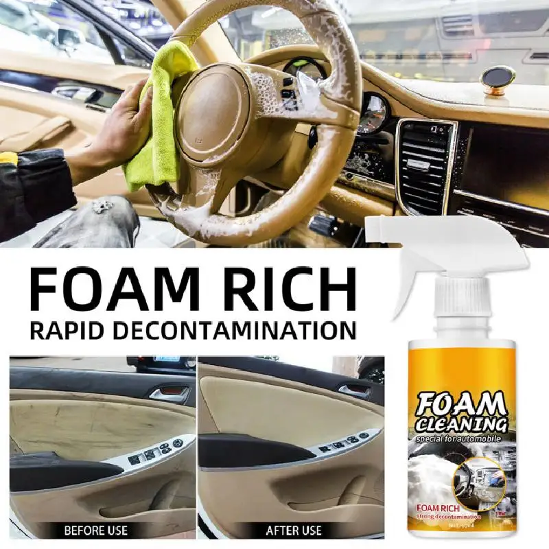 

60ml/120ml Multi-Purpose Car Foam Cleaner Spray Grease-Free UV-Protection Car Interior Cleaning Agent Leather Home Cleaner Spray
