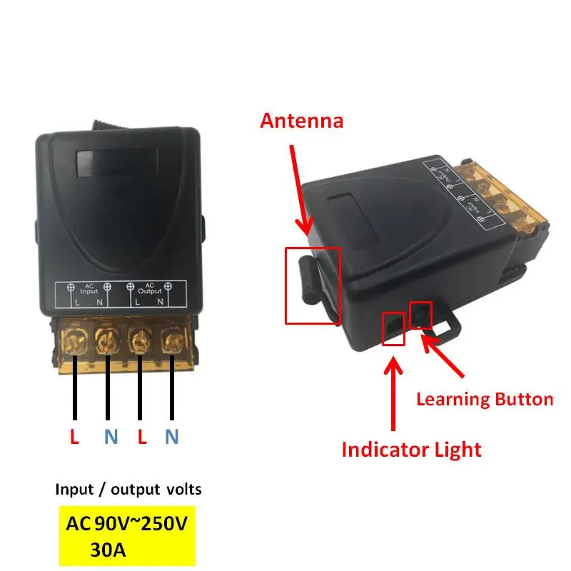 AC 75 ~ 250V 30A 6600W 1CH 4 gang 433 Mhz дистанционный переключатель релейный модуль приемника