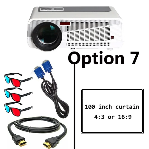 Option 7 Poner Saund светодиодный 86+ wifi Full HD 1080P светодиодный проектор Android 6,0 Bluetooth 3D проектор домашний кинотеатр видео USB 10 м HDMI штатив - Цвет: Option 7