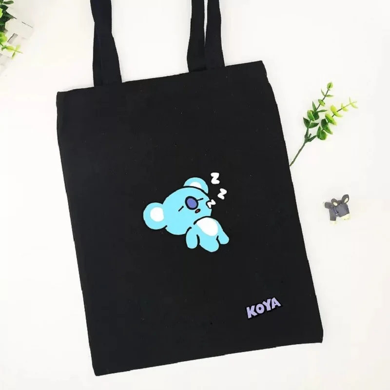 

4 KKBTS Bulletproof Youth Group Cartoon image of the same shoulder bag canvas storage bag canvas bag