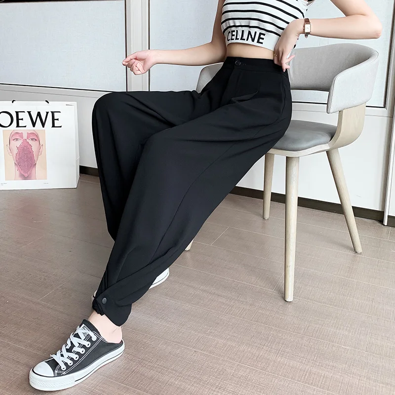 

Limiguyue Korean Style Summer Pants High Waisted Harem Loose Trousers Women Business Bunch Casual Fashion Elegant Pants K1201
