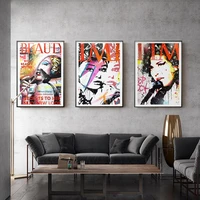 vintage fashion beauty street graffiti pop art poster canvas painting print wall pictures for gallery living room home decor