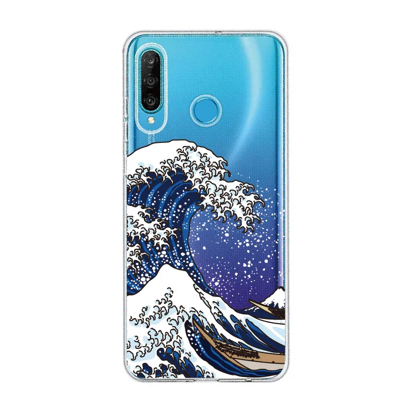 

The Great Wave off Kanagawa For Huawei Honor Mate 10 20 Nova P20 P30 P40 P Smart Soft Crystal Slim Protective Clear Case