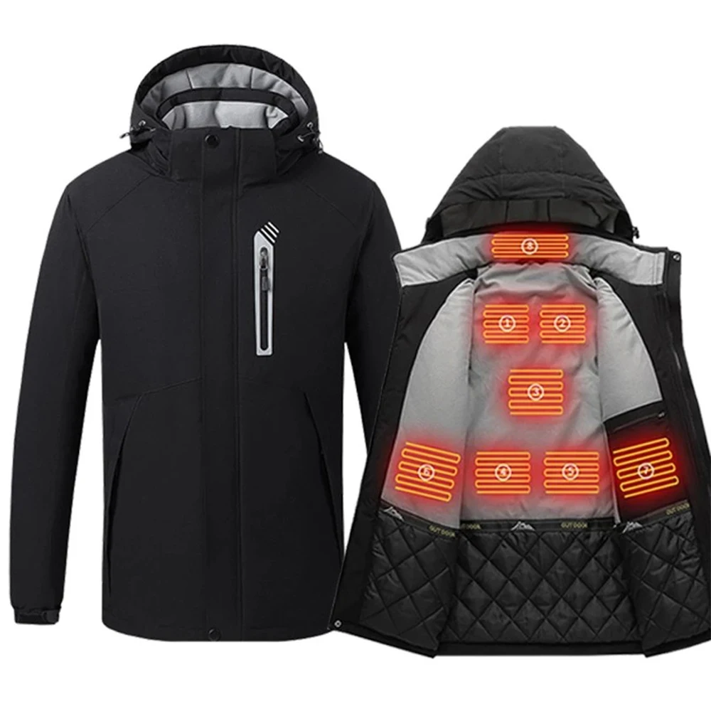 WJJDFC giacca riscaldante uomo 8 zone inverno vestiti riscaldati elettrici ricarica USB impermeabile giacca a vento calore cappotto da sci all'aperto2021