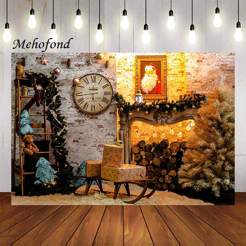 

Фон для фотосъемки Mehofond Рождественский камин Санта винтажный комнатный деревенский дети семейный портрет фон реквизит для фотостудии