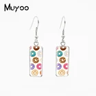 Новинка 2021, Модные конфеты, пончики, вкусные десерты, мороженое, конфеты, шоколадные кексы, прямоугольные серьги-подвески