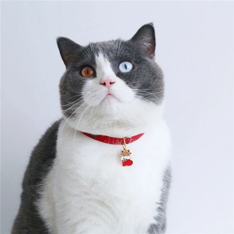 17-33cm Adjustable Christmas Necklace Collars Cute Cartoon Dog Collar with A Bell Pet Pendant Small Cat Kitten Puppy Accessories