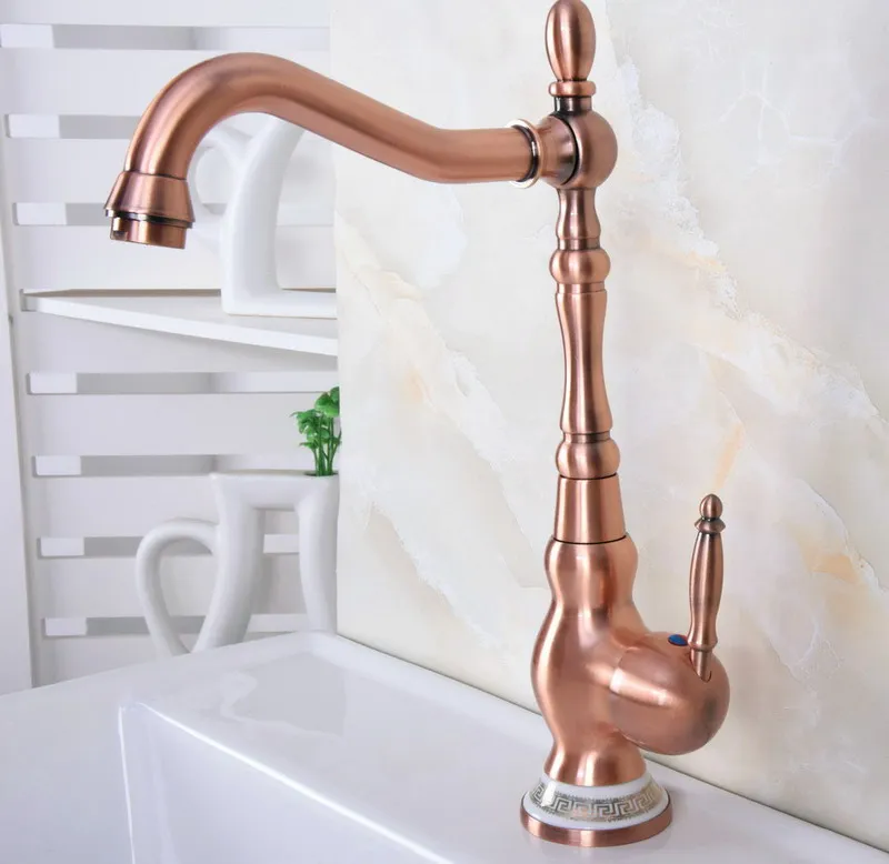 

Basin Faucet Antique Red Copper Kitchen & Bathroom Single Handle Tap Vanity Sink Deck Mount Hot Cold Water Mixer Torneiras