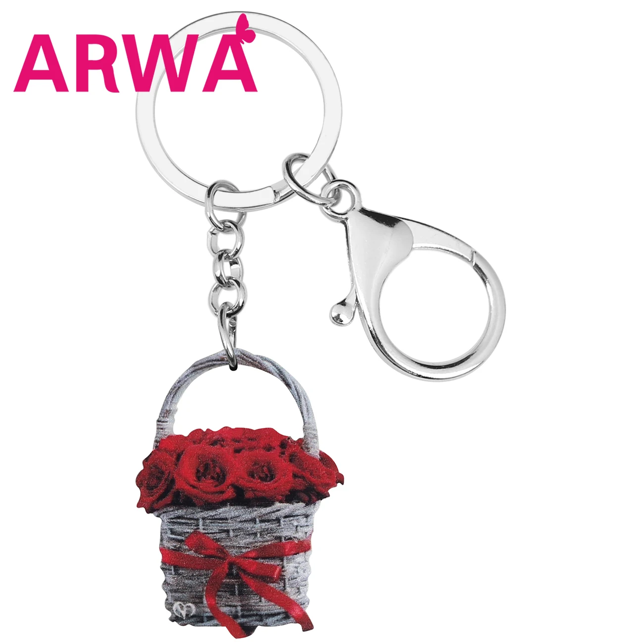 Bonsny акриловая роза на День святого Валентина корзина Цепочки Кольца Для Ключей