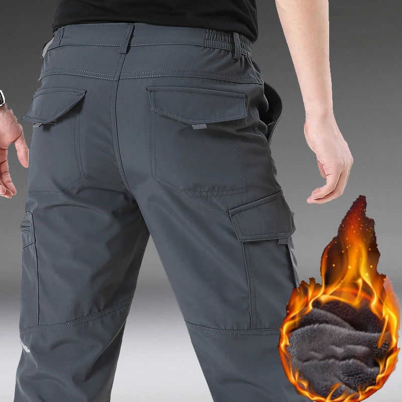 Тактические брюки карго в стиле милитари мужские зимние кашемировые теплые