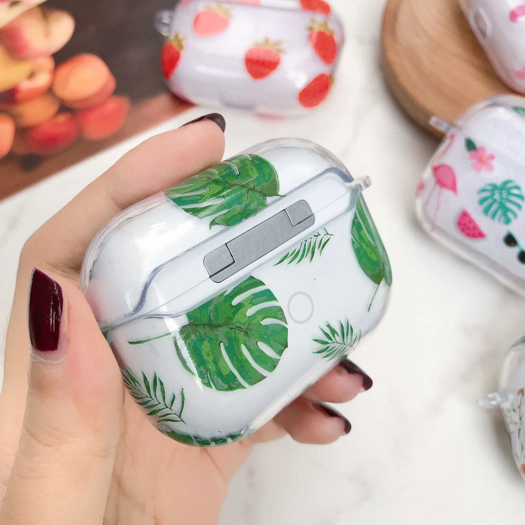 For Airpods Pro Strawberry Lemon Cherry Soft TPU Earpods Case for Apple 3 Flower Green Leaves Wireless Earphone Cover | Электроника