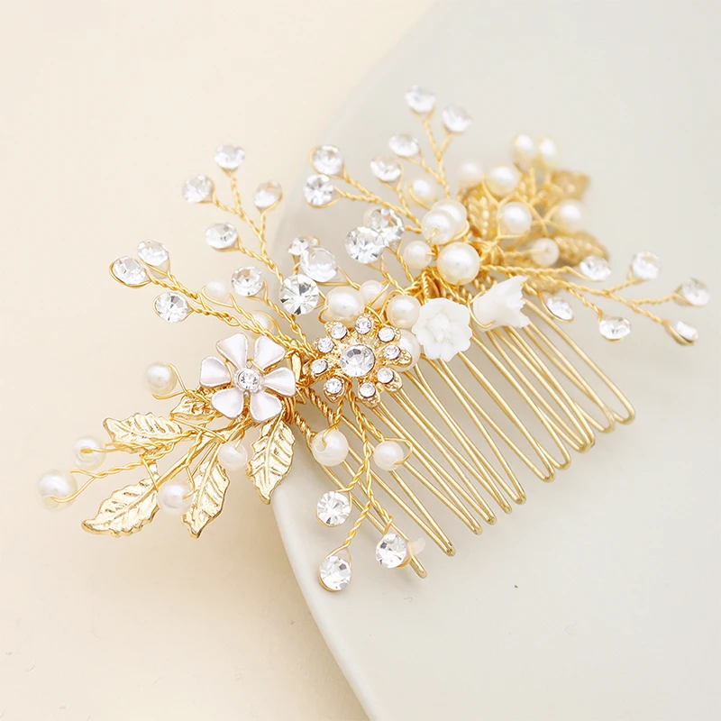 Женские гребни для волос с жемчугом золотого цвета | Украшения и аксессуары