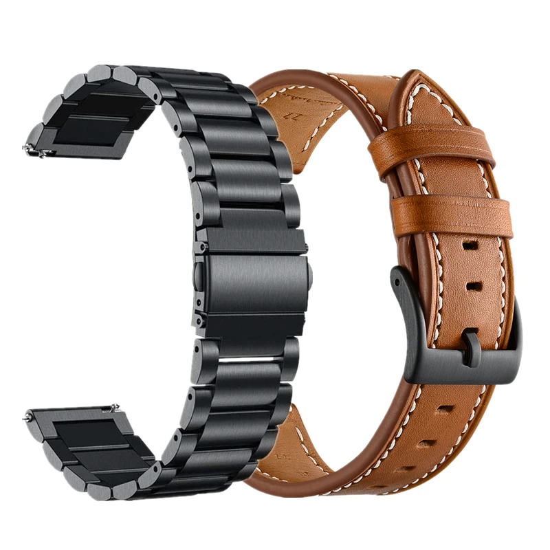 Ремешок из нержавеющей стали и кожи для наручных часов Samsung Galaxy Watch active 2 44 мм 40 42 Gear