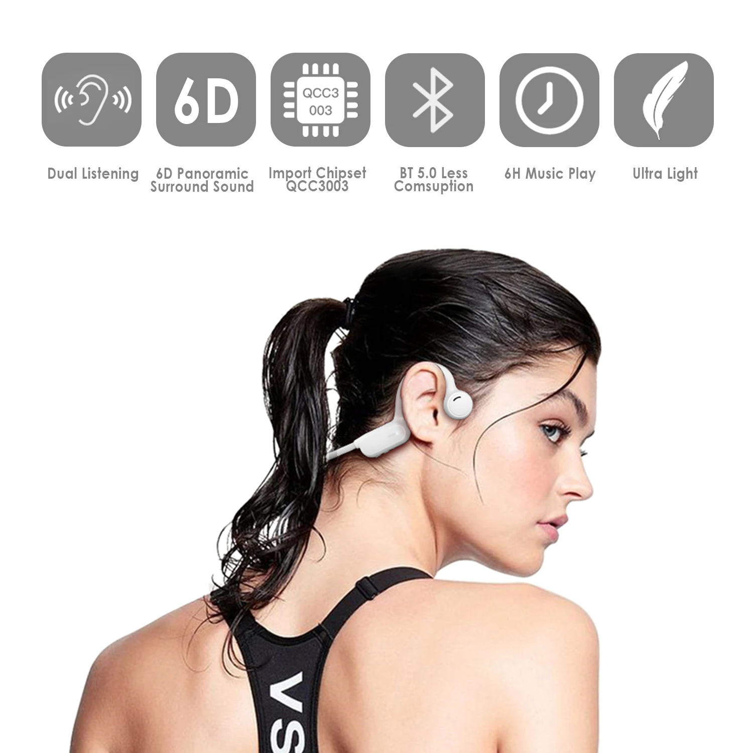 Bluetooth 5 0 беспроводные наушники костной проводимости открытый ухо Спорт на