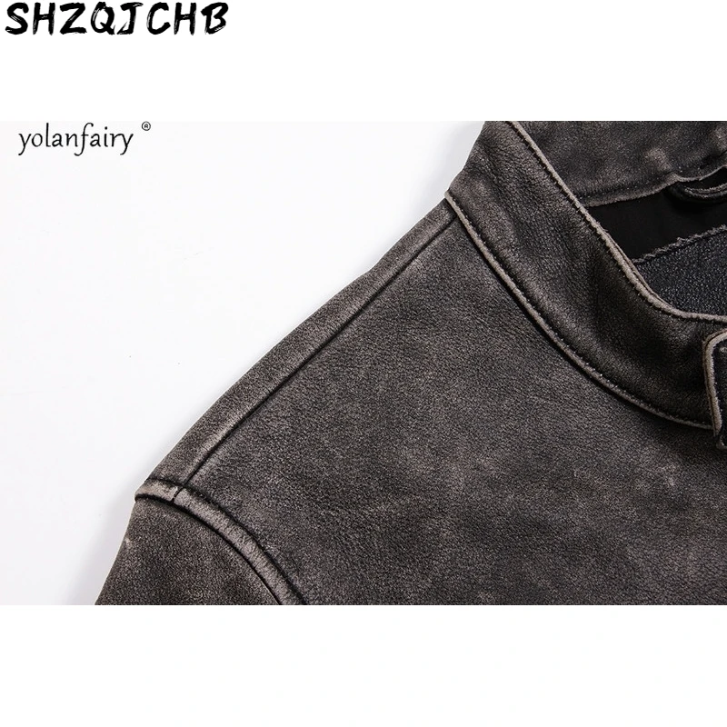 

JCHB 2021 Vintage Real Leather Jacket Men Real Cowhide Coat Spring Autumn Genuine Leather Jackets Plus Size Chaqueta Cuero Hombr