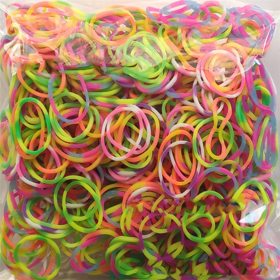Two-color mixing 600 эластичные резиновые браслеты разных цветов, детские домашние браслеты для плетения, браслеты для женщин - Окраска металла: Two-color mixing