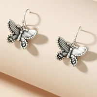 vintage silver color cute butterfly dangle earrings for women bohemian animal pendant hook earring fashion jewelry gift