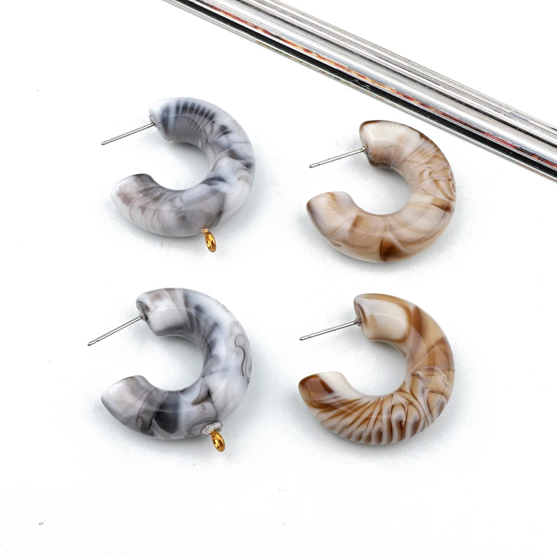 6pcs Modern Grey Resin Earring Base Charms Connector Findings DIY Fashion Dangle Ear Drop Jewelry Accessories C212 - купить по