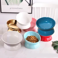 pet bowl cute cartoon pet feeder high foot single mouth skidproof ceramic dog cat food bowls pets drinking feeding container