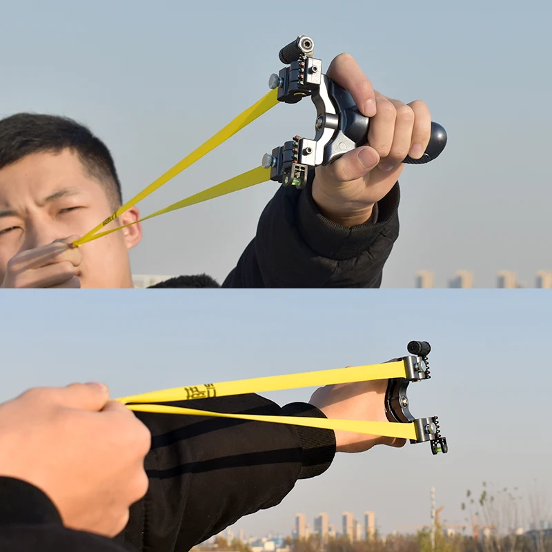 

New Resin Slingshot Rotating Catapult Head High Precision Outdoor Hunting Shooting Slingshots with Flat Rubber Band