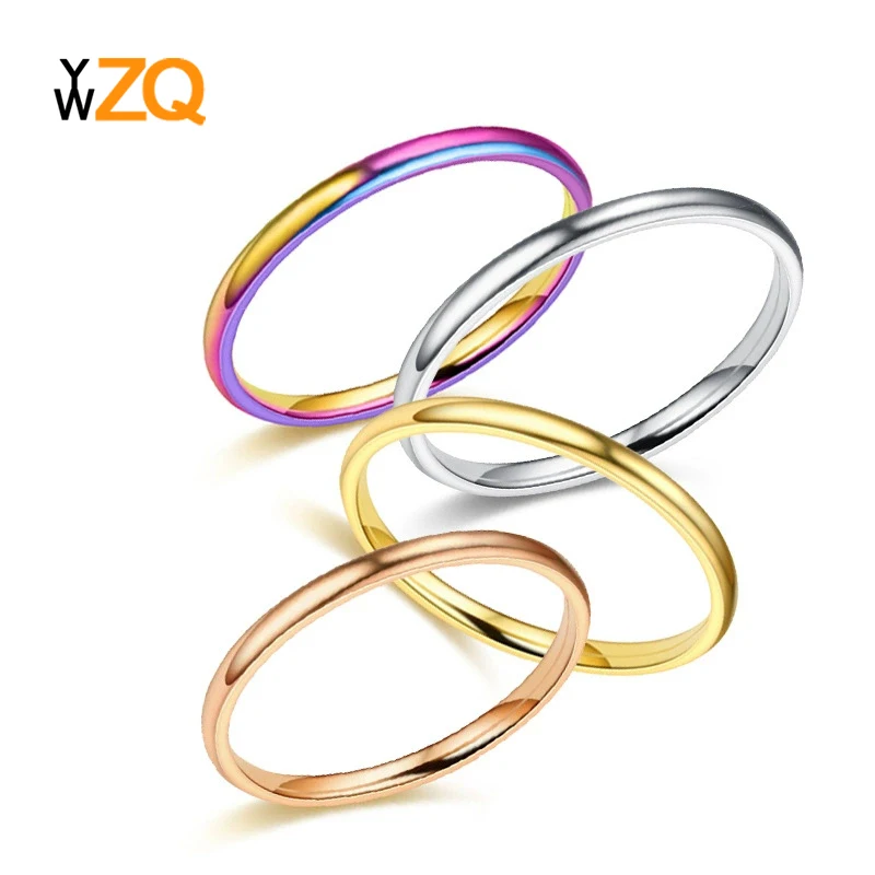 

Stainless Steel Jewelry 2mm contracted Arc gold couples ring titanium steel ring