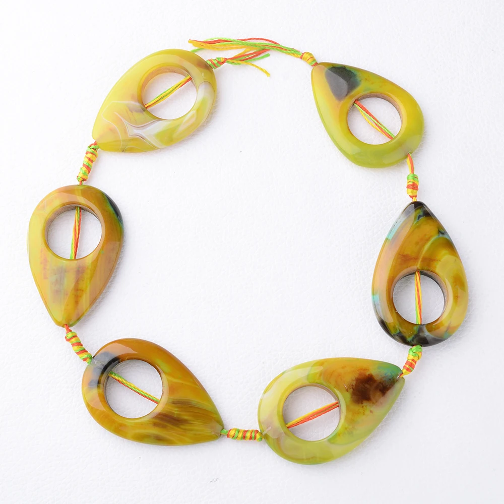 

52X35MM Natural Yellow green Agate stone beads For DIY Bracelet Necklace Jewelry Making Strand 15"