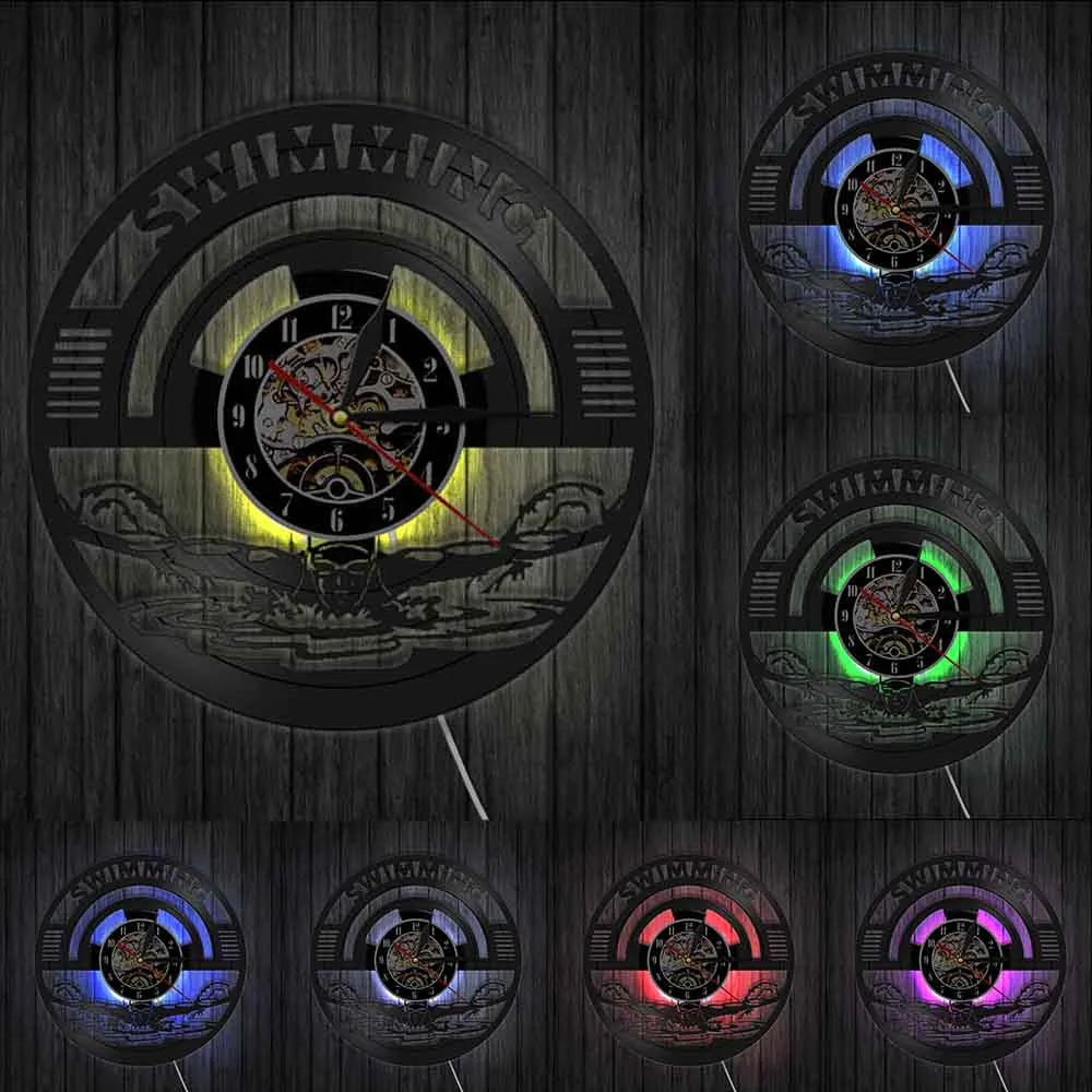 Часы настенные виниловые для плавания бесшумные спортивные современные