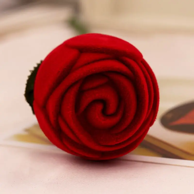 Creative Romantic Rose Ring Box Flower Flocking Holder Velvet Packing Jewelry Case for Engagement Valentine Day | Дом и сад