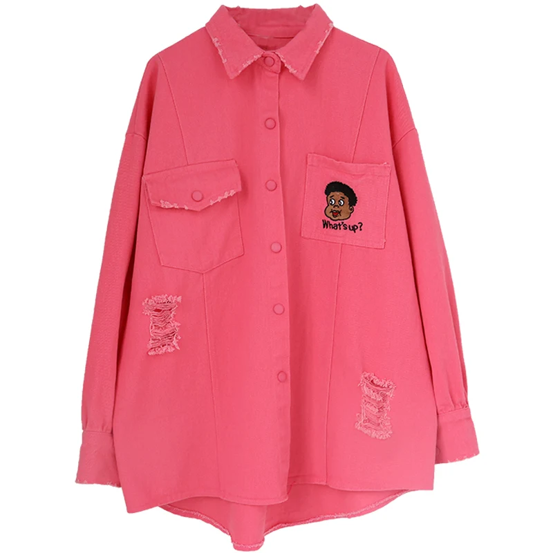 Импортная джинсовая куртка 2020 новые студенческие топы женская Свободная рубашка