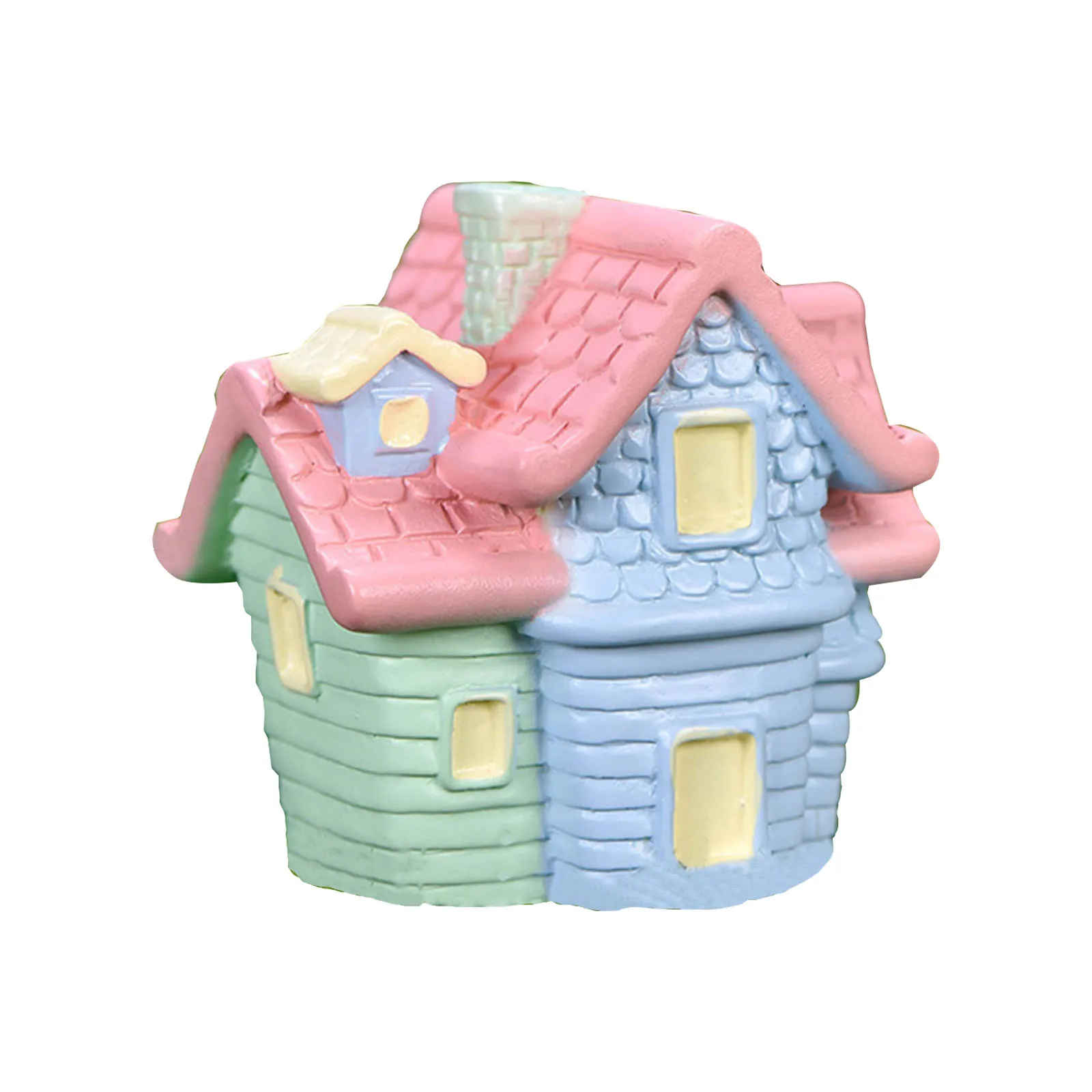 

1Piece Resin Material Tabletop Decorative Blue Roof And Pink Roof Flying Micro Landscape Decoration