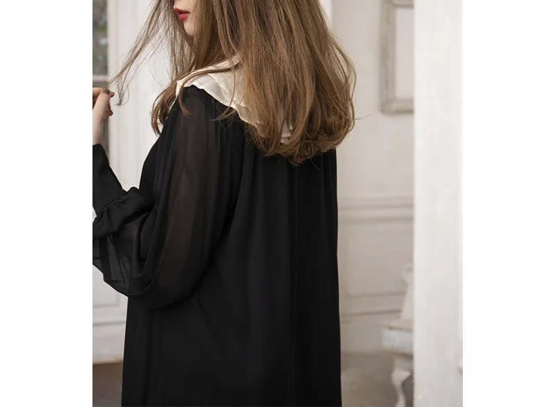 LYEEYNNR осенние платья с воротником Питер Пэн на шнуровке Новое поступление