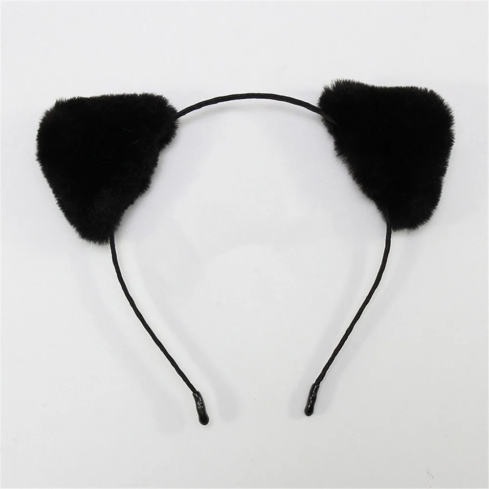 Cat Ears - Black Сладкий корейский стиль кошачьи уши шарики плюшевый ободок Девушки Женщины Прекрасный ободок для волос обруч для дня рождения использовать аксессуары для волос - Цвет: Cat Ears - Black