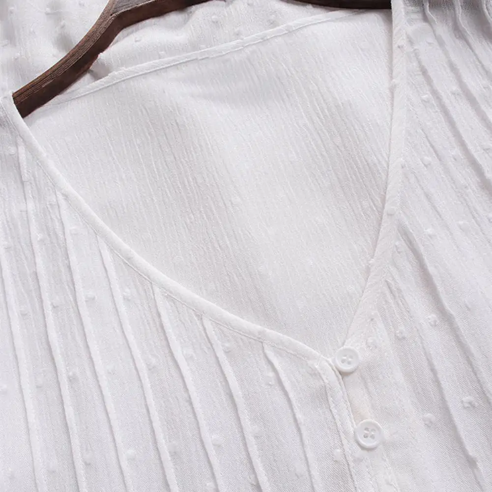 

Women Shirt Half Sleeve Stitching Hollow out Floral Lace Hem Buttons Decor Blouse Green M-5XL Women's Clothing