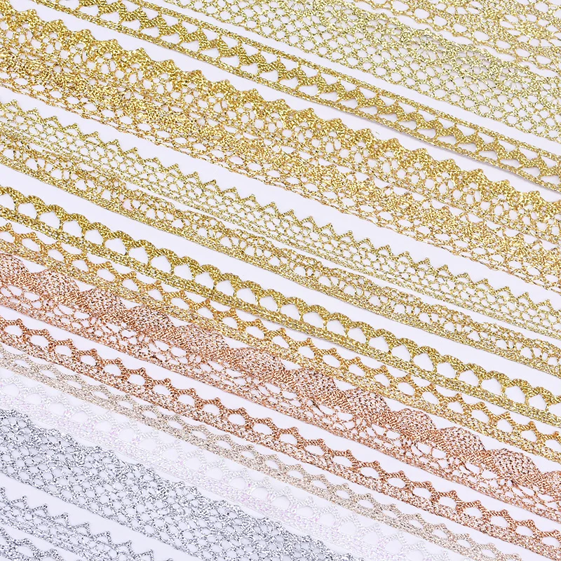 5/10 ярдов кружевная лента сделай сам золотого и серебряного цвета с вышивкой для