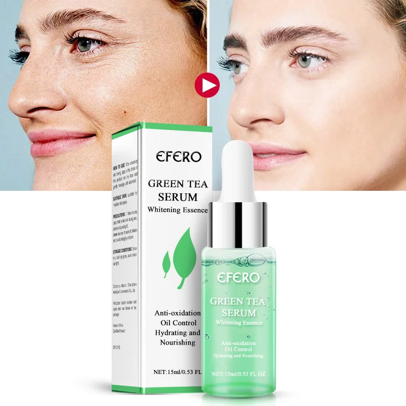 

EFERO Acne Treatment Serum Green Tea Whitening Moisturizing Oil Contro Shrink Pores Essence Brighten Skin Acne Removal Skin Care