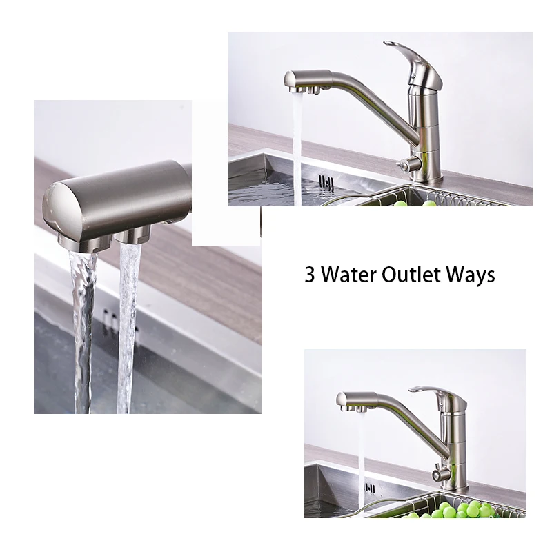 Onyzpily Kitchen Sink Faucet Pure Water Cold and Hot Dishwasher 3 Water Outlet Ways Sink Faucet Washer Household torneira de co