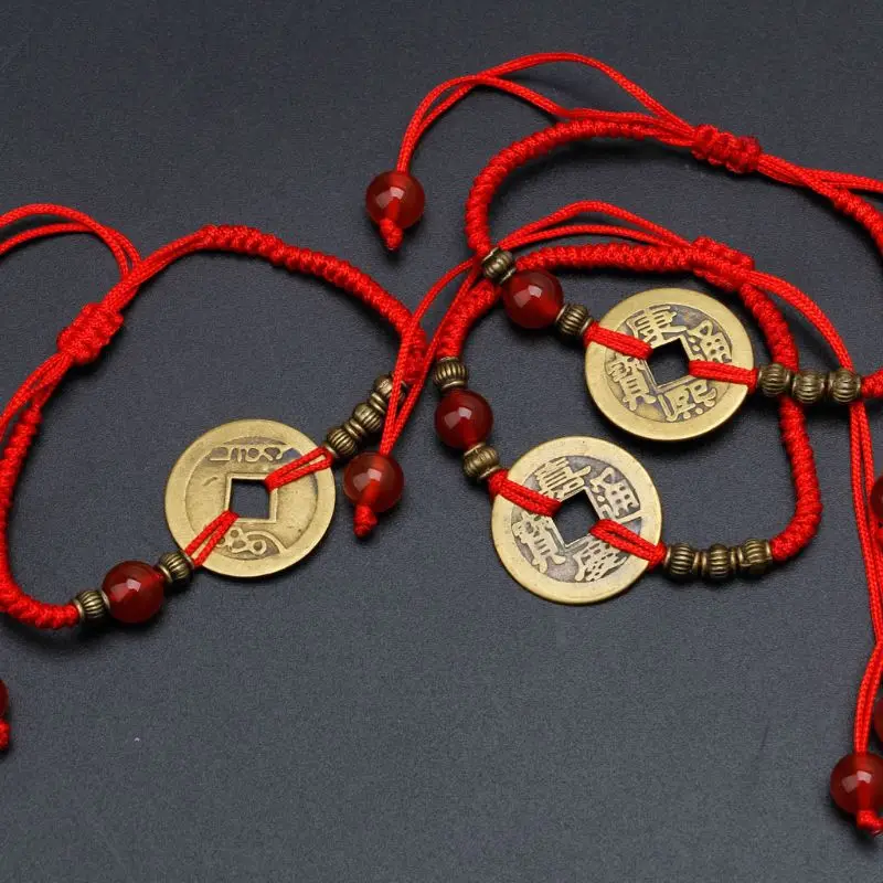 Feng Shui I Ching Ancient Coin Kabbalah Red String Attarct Luck Wealth браслеты | Украшения и аксессуары