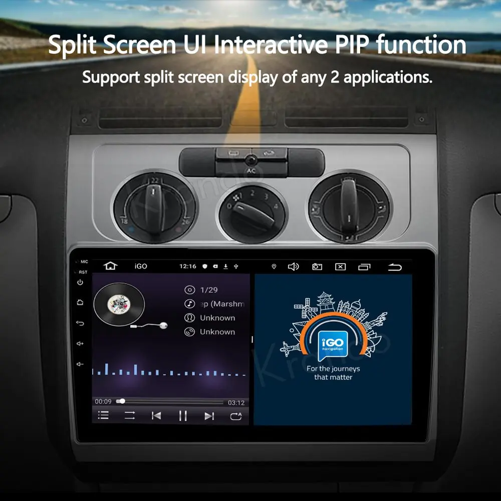 Krando Android 10 0 9 &quotIPS Full Touch автомобильное мультимедийное радио для Volkswagen VW Touran 1 2003 2010