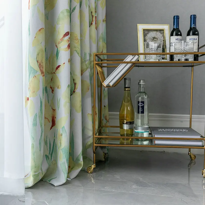 Современные красные зеленые цветочные затемненные шторы BIGMUM для гостиной