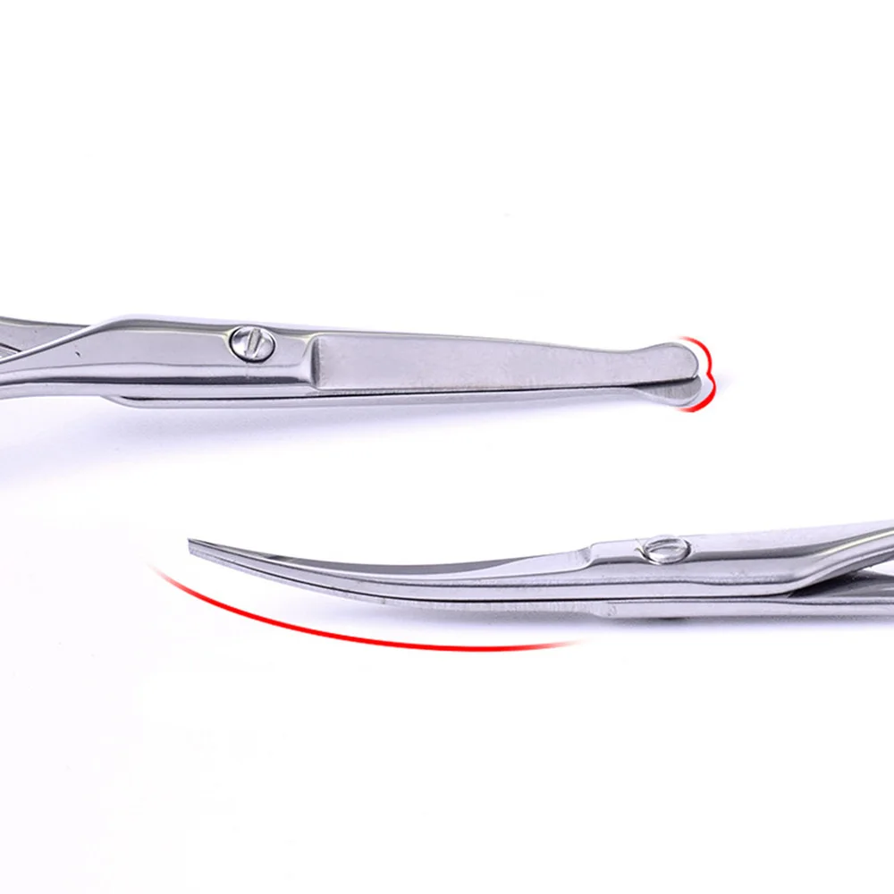 

2pcs Safety Stainless Steel Vibrissa Nasal Hair Scissors Nose Hair Trimmer Scissors with Iron Box (Silver)