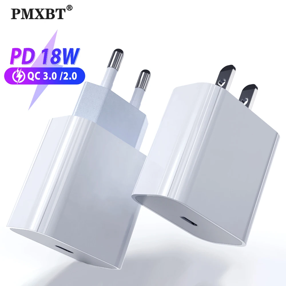 

18W USB-C Charger EU US AU UK Plug Fast Charging Type C Charger For iPhone 11 Macbook Pro Samsung S20 QC3.0 Travel PD chargeur