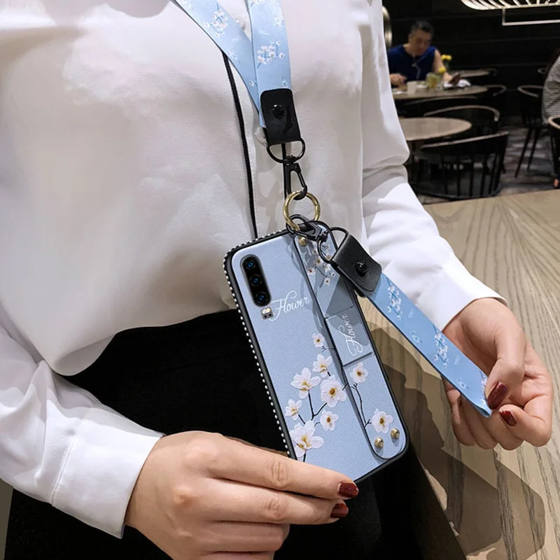 Чехол с ремешком на запястье для Huawei P10 P20 Lite P30 Plus Pro Mate20 30 Y5 Y6 Y7 Y9 2017 2018 2019 Y6Prime Y7Prime