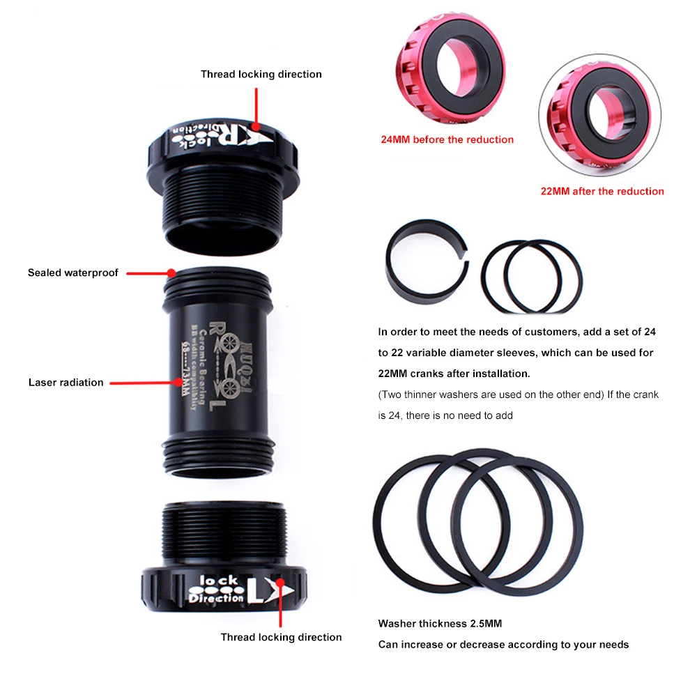 Ceramic Peilin Axis Bottom Bracket MTB Road Mountain Bike Bicycle Bottom Brackets 68/73 BB Screw/Thread Type Bottom Bracket