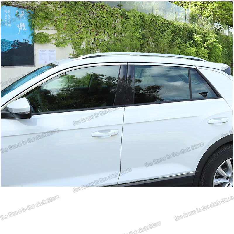 

Lsrtw2017 Carbon Fiber Pvc Car Window Middle Post Protector Decoration Trims for Volkswagen T-roc Vw 2017 2018 2019 2020