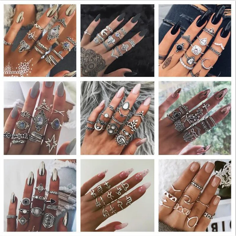 Набор колец в стиле бохо для женщин 10 моделей винтажные золотые кольца форме