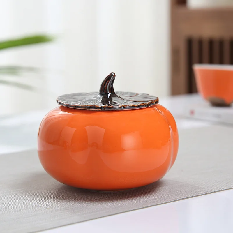 

Ceramic persimmon airtight tin tea tin storage can tea box tin cans tea organizer