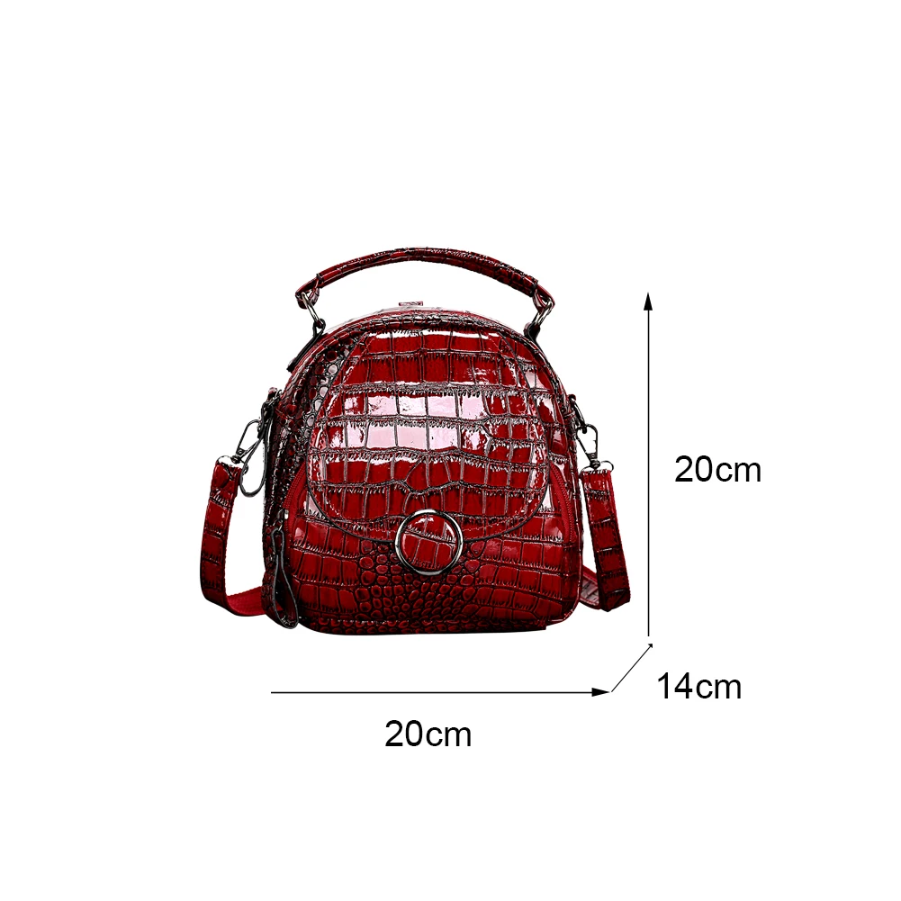 

Fashion Crocodile Grain Crossbody Casual Oil Skin Shoulder Bags Mini Backpacks Women Solid Color PU Leather Top-handle Bag