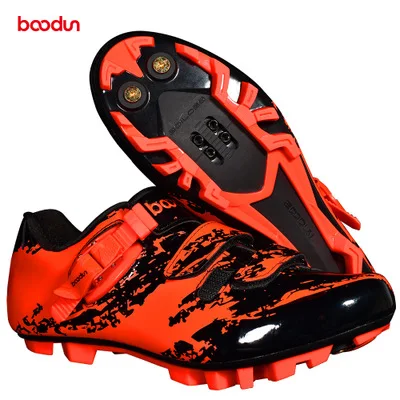 MTB RED BOODUN, дышащий материал и водонепроницаемая обувь для шоссейного горного велосипеда, обувь для гоночного велосипеда MTB, обувь для велоспорта, Мужская самофиксирующаяся спортивная обувь для велосипеда - Цвет: MTB RED