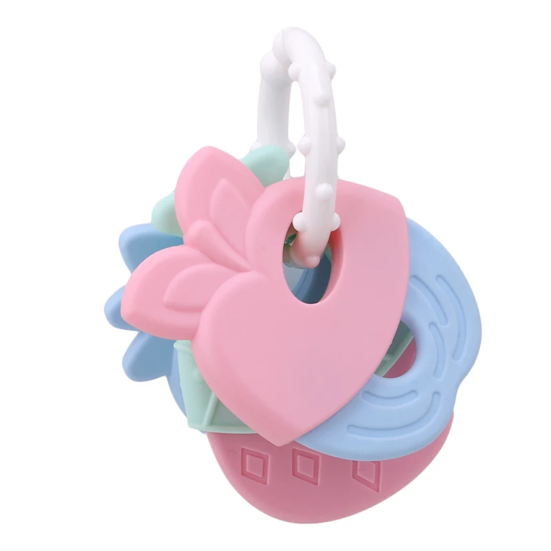 

Soft Keys Ring Toddler Molar Teeth Pain Relief Tool Kids Grasp Safety Teether Educational Toy Baby Birthday Gift