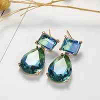 2021 summer new products creative water drop blue crystal glas earrings color drop earrings fashion trend girls seaside vacation
